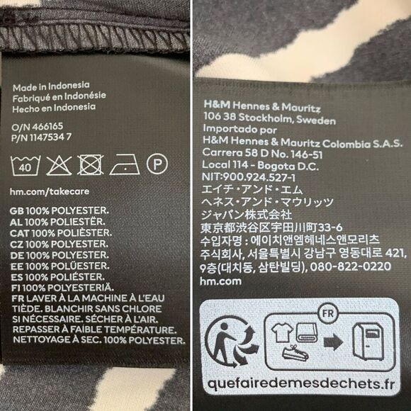 H&M Satin Front Wrap Zebra Print Dress Black, Size L - Picture 9 of 10